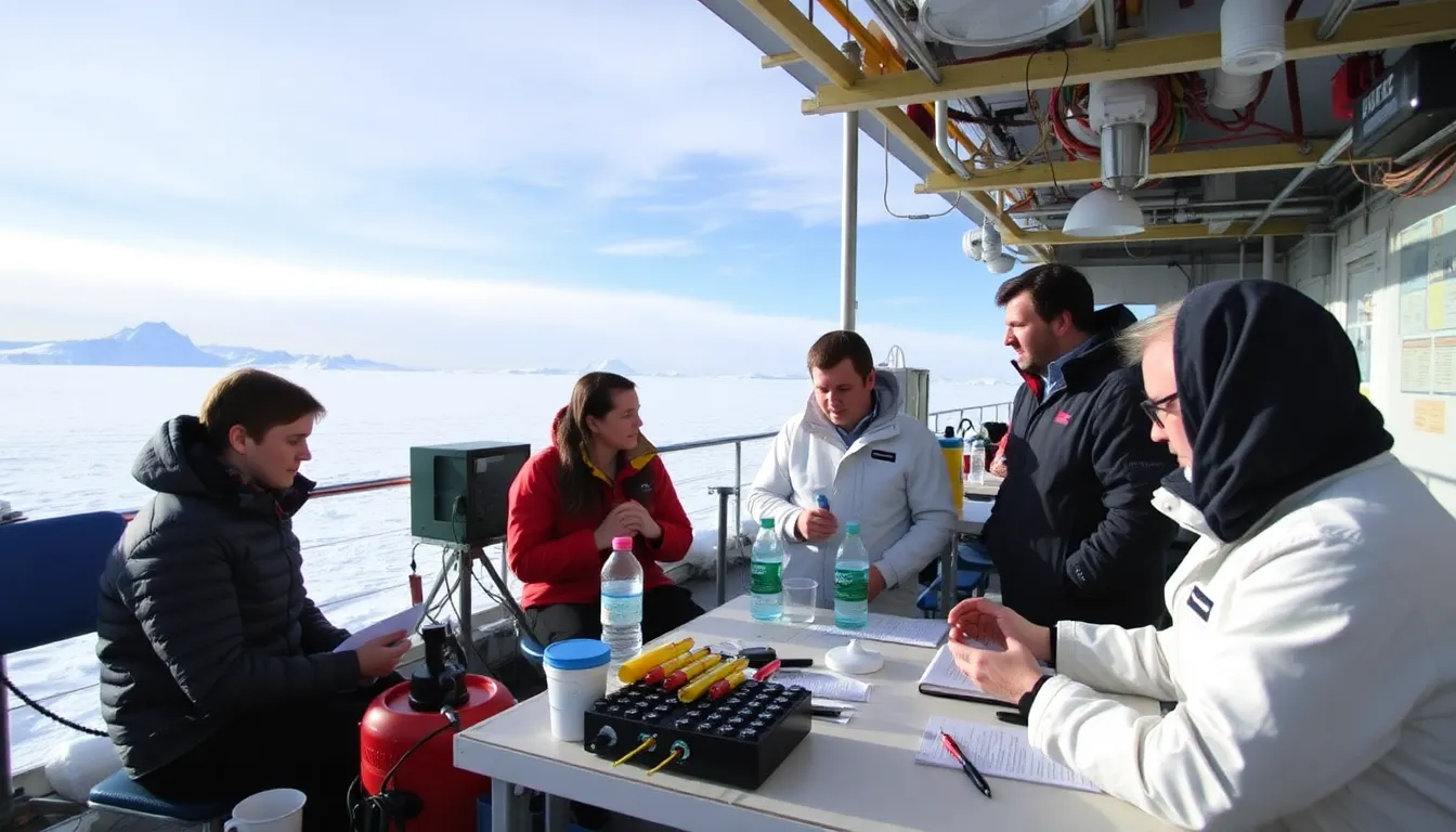 A collaborative meeting among international scientists, emphasizing the importance of cooperation in conducting research in Antarctica