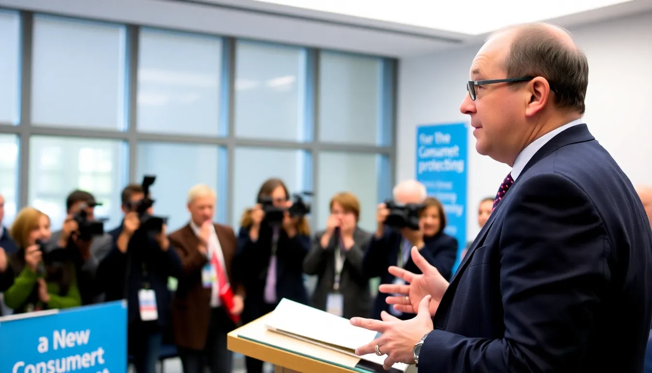 Martin Lewis speaks at a press conference, addressing the recent changes to the energy price cap and its effects on UK households.