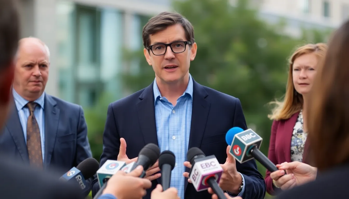 Matt Brittin speaks at a press conference, addressing the challenges facing the BBC and outlining his vision for the organization's future.