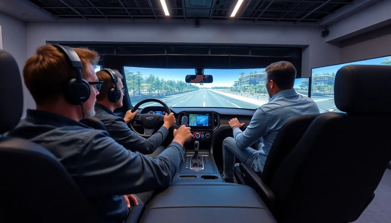A classroom setting where an instructor discusses the integration of gaming techniques into traditional driver education, highlighting the potential benefits for new drivers