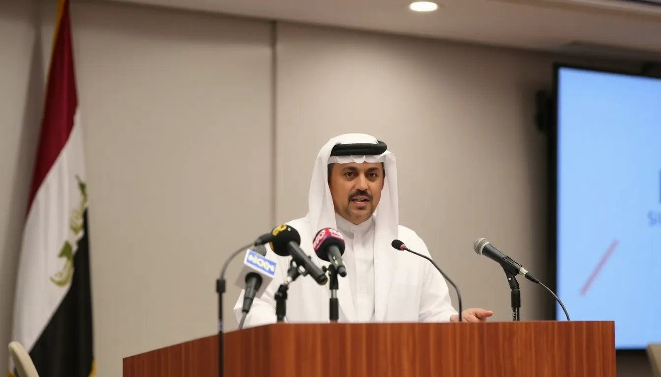 A bustling trading floor shows anxious traders monitoring screens displaying rising oil prices as news of potential Gulf production halts circulates.