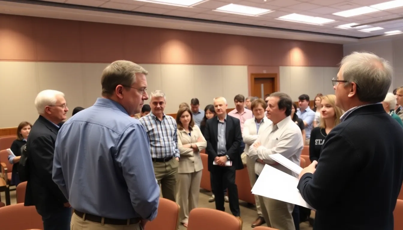 A group of scientists and students gather in a university lecture hall, reflecting on the contributions of Robert Trivers to evolutionary biology following the announcement of his passing at 83.