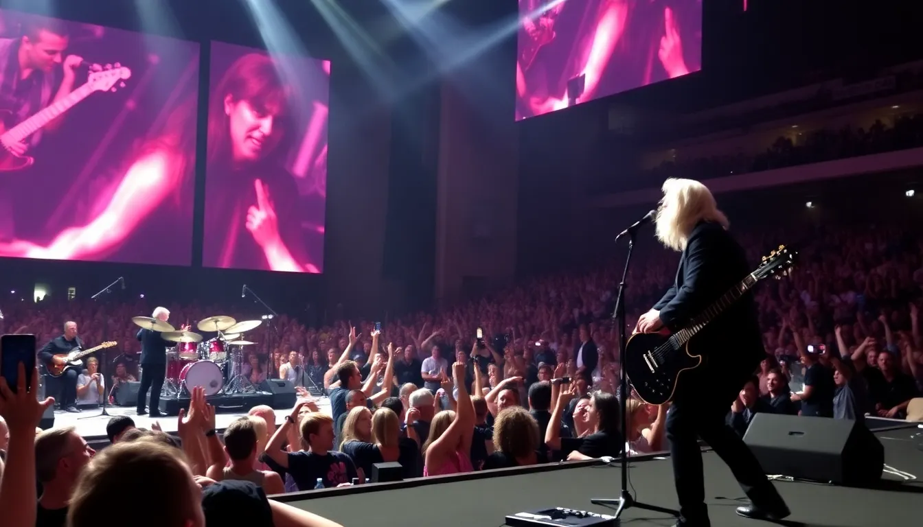 Rush performs on stage at the Juno Awards alongside drummer Anika Nilles, captivating the audience with a blend of classic rock and contemporary drumming.