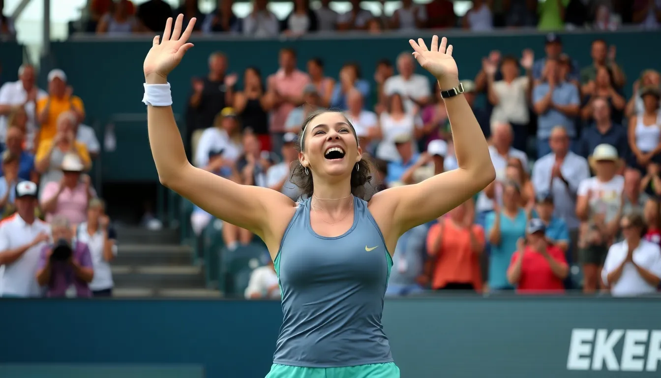 The vibrant atmosphere of the Miami Open captures fans cheering passionately for their favorite players during the thrilling final match