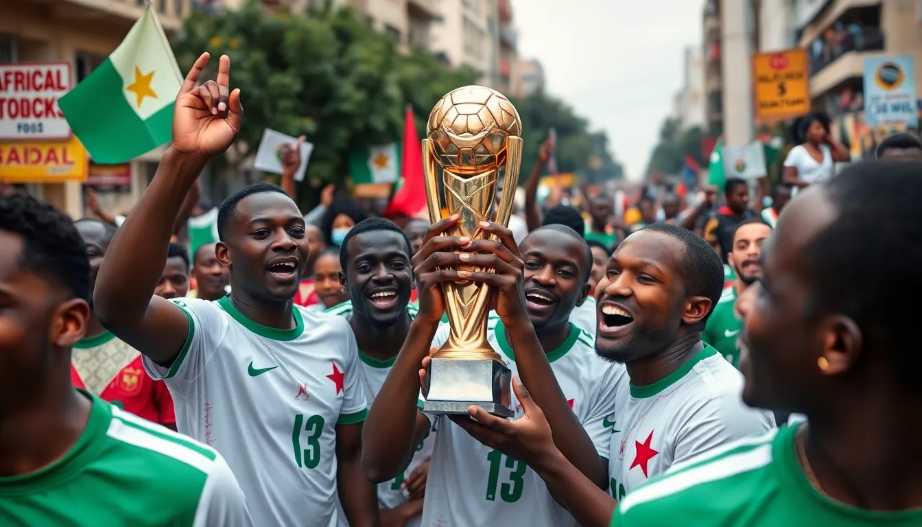 Fans wave flags and celebrate in the streets, embodying a mix of joy and concern over the legitimacy of Senegal's recent AFCON victory