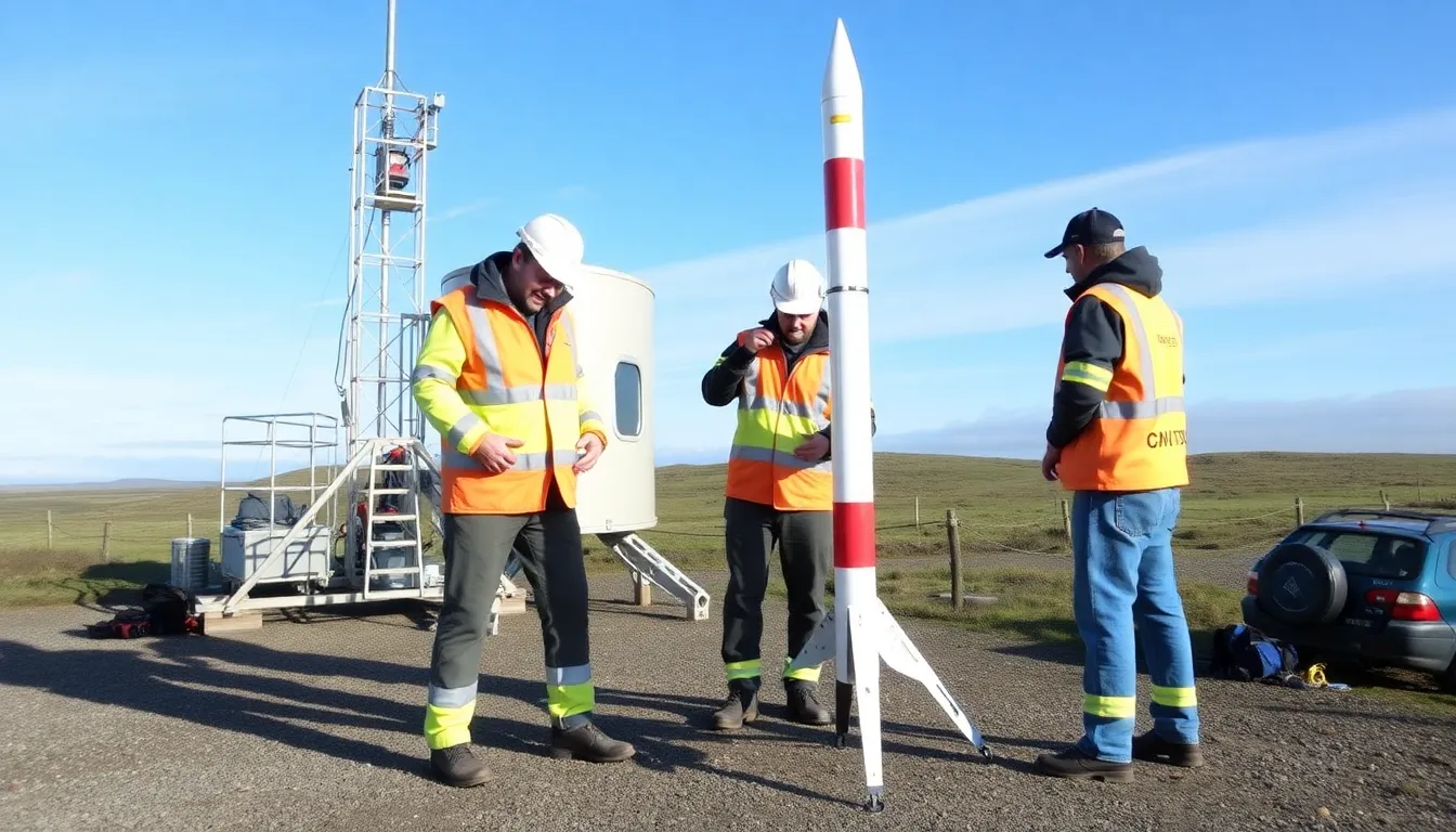 The Orbex Prime rocket, designed for small satellite deployment, standing ready for its upcoming launch in Shetland