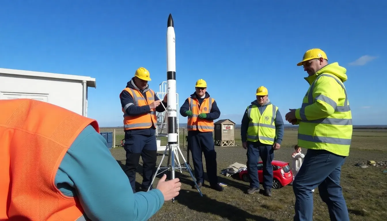 Local residents engaging in discussions about the anticipated rocket launches and their potential impact on the community