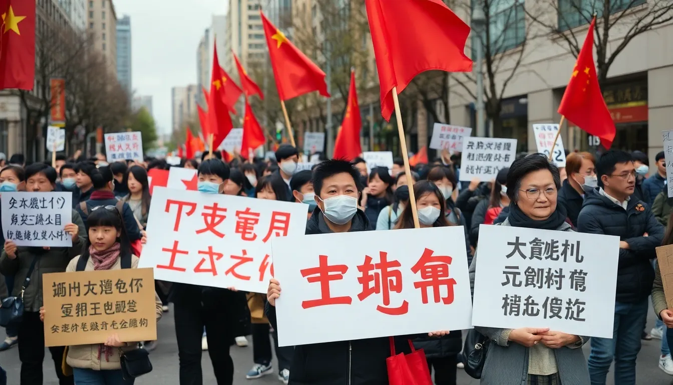 官僚の贈収賄事件が全国的に報じられ、多くの人々が関心を寄せる市民の様子