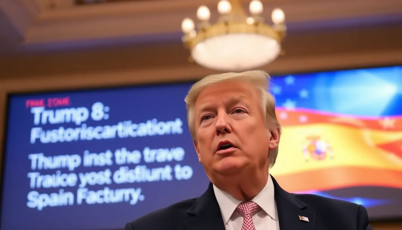 Spanish officials expressing concern during a press conference about the potential economic consequences of Trump's trade remarks