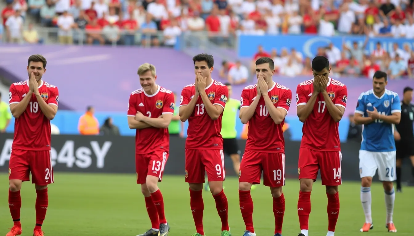 Kieffer Moore celebrates passionately after scoring a stunning equalizer in the second half, igniting hopes among the Welsh supporters