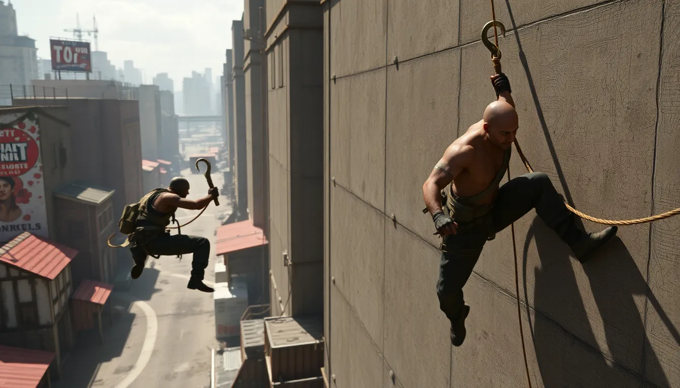 A dynamic scene showcasing a player wall jumping between two surfaces, demonstrating the fluidity of movement in the game