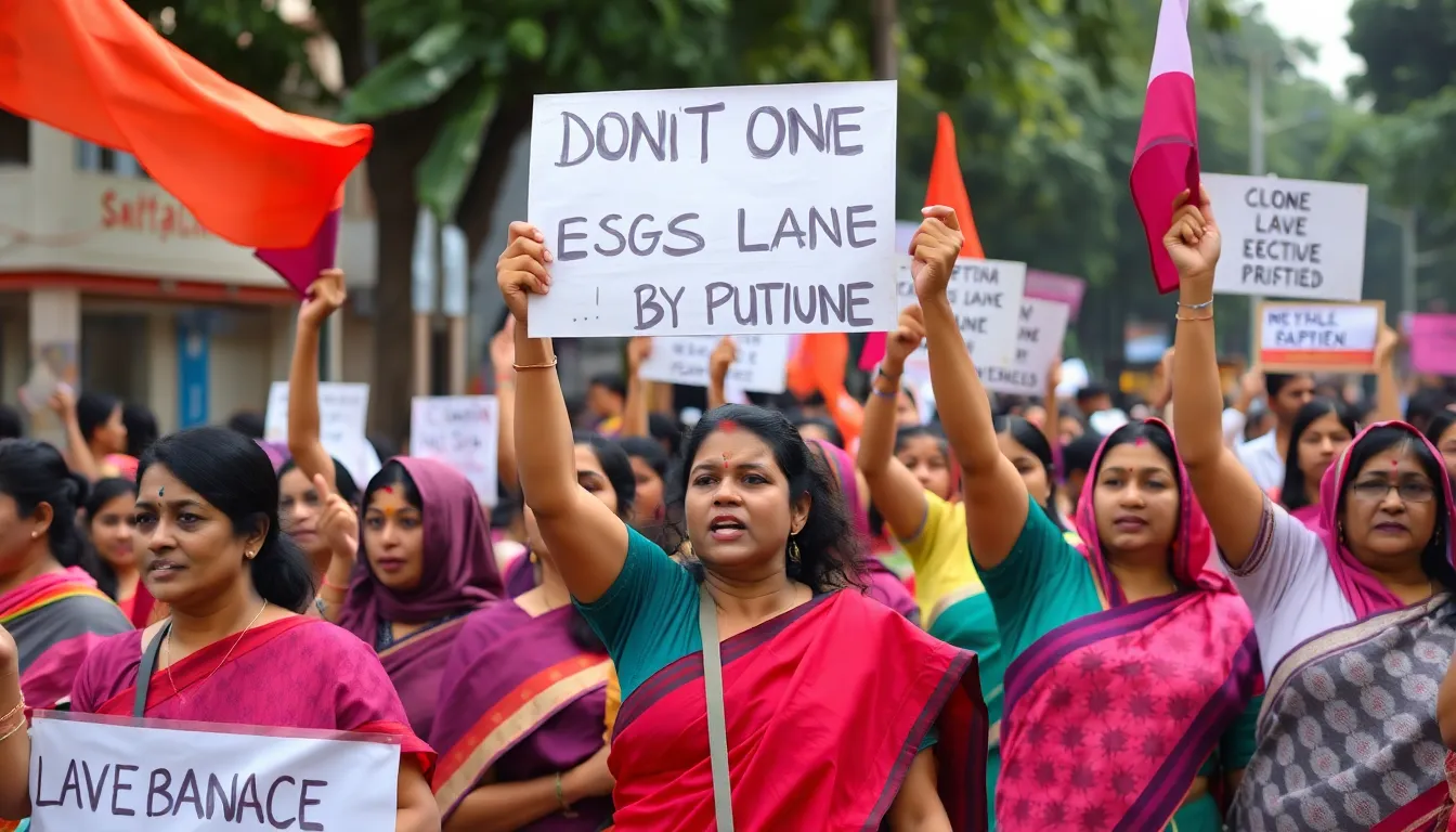 Protesters gather outside India's Supreme Court holding signs advocating for menstrual leave, expressing their disappointment over the recent ruling that dismissed the petition.