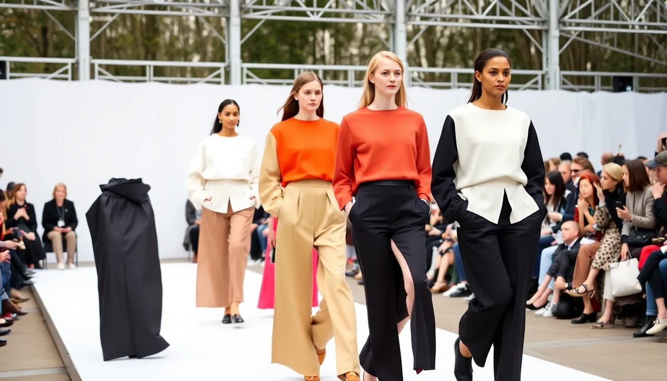 A retail store window adorned with eyecatching colorblocked garments, reflecting the growing consumer demand for vibrant fashion pieces this season