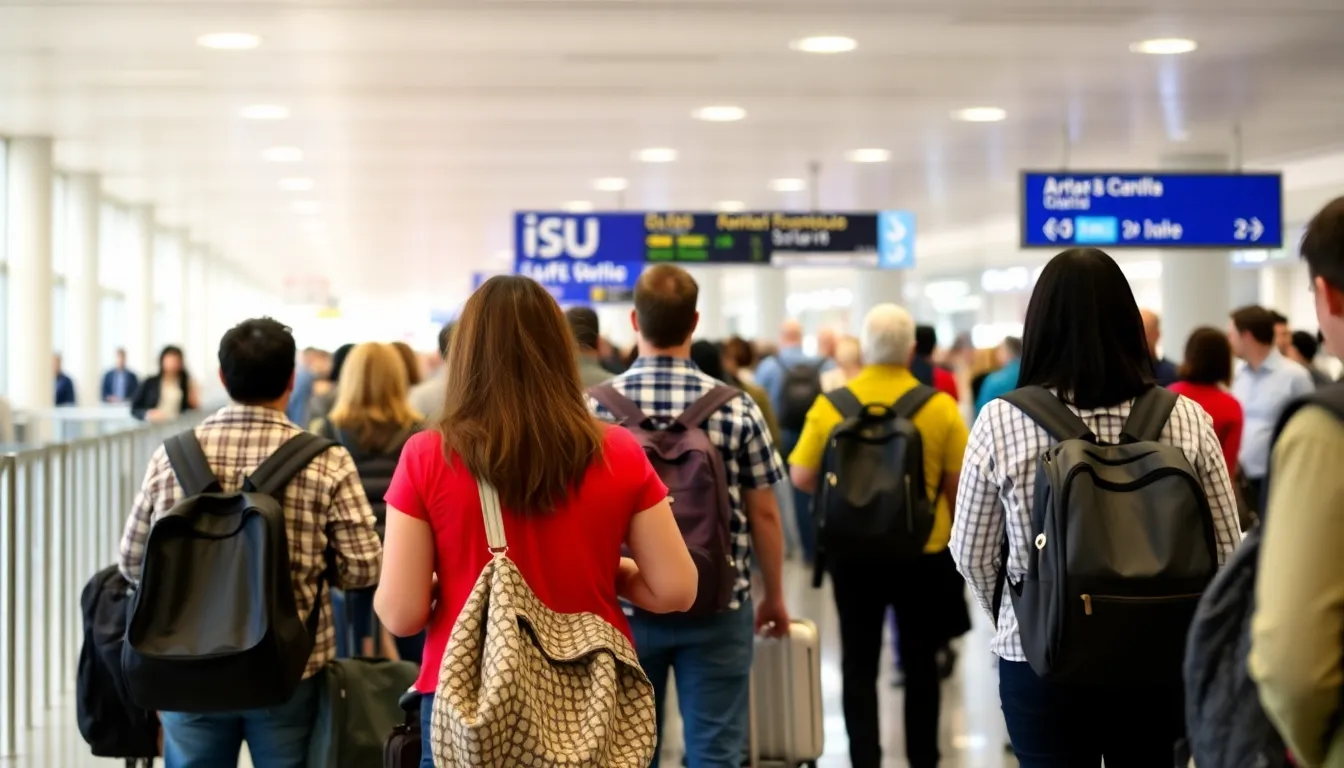 Increased ticket prices are evident as passengers check fare listings on their devices, reflecting the 15% rise compared to last year