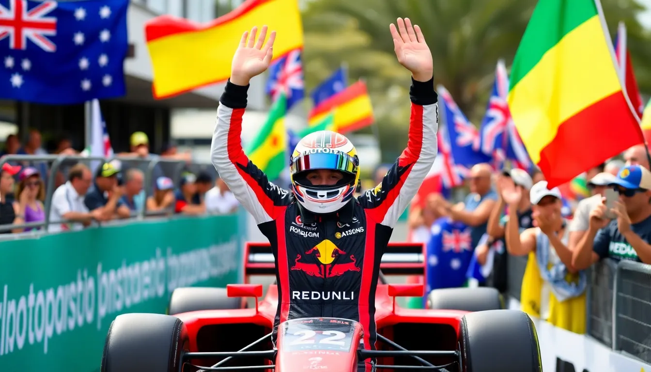 The excitement in the air is palpable as fans cheer for Dunne, who has just secured a podium finish in Australia