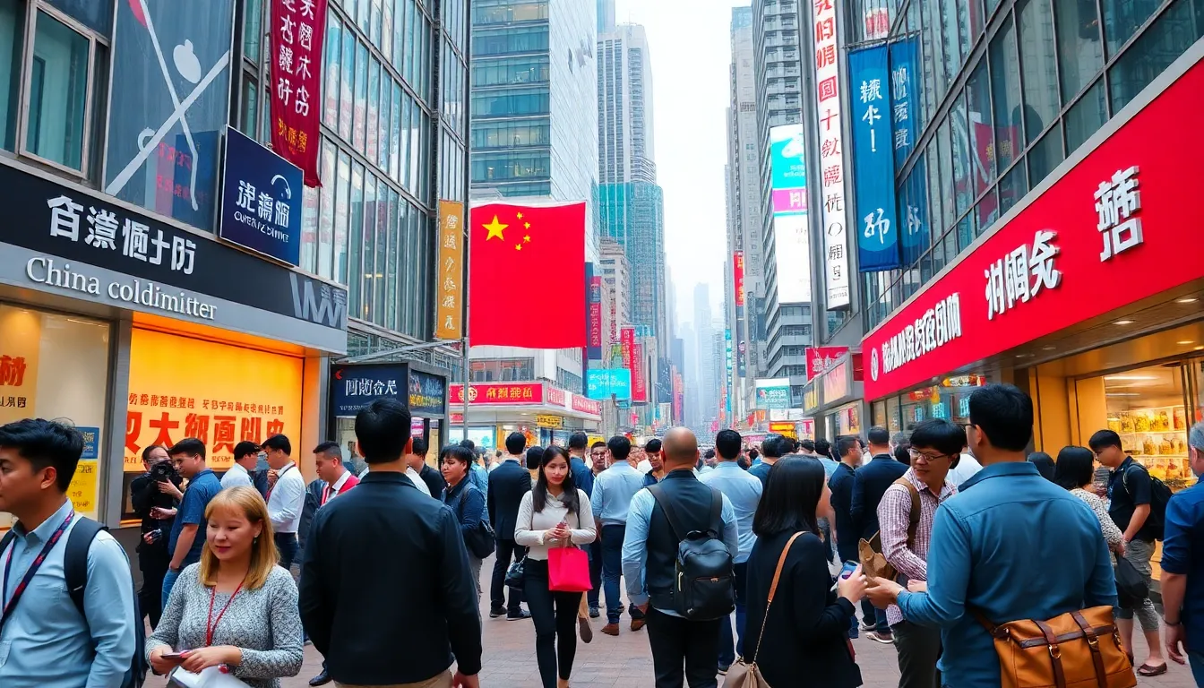A diverse group of investors and tech leaders networking at a conference focused on the future of technology in Hong Kong