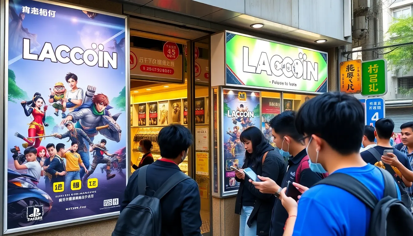 A group of enthusiastic gamers gathers around a computer, excitedly discussing the recent success of the indie game Raccoin, which has sold over 100,000 copies on Steam within its first 24 hours.