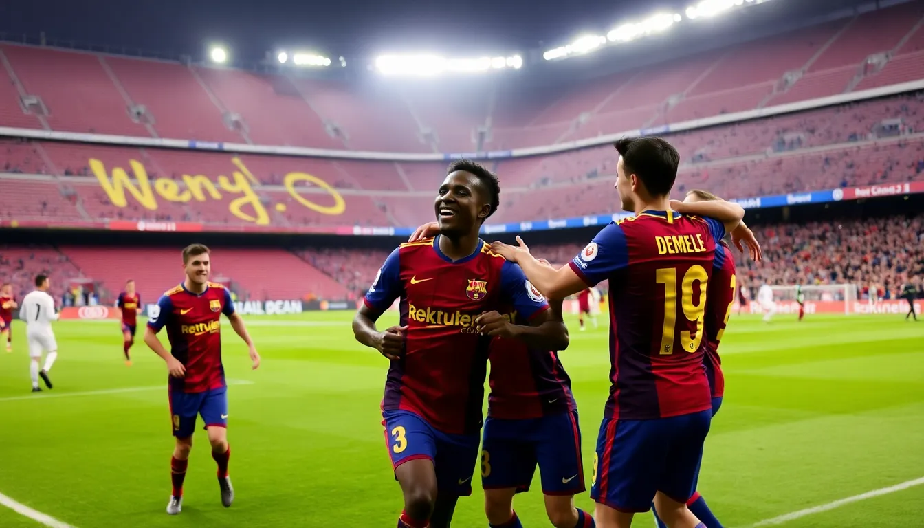 The intense atmosphere in the stadium as players from both teams compete fiercely for a place in the next round of the Champions League