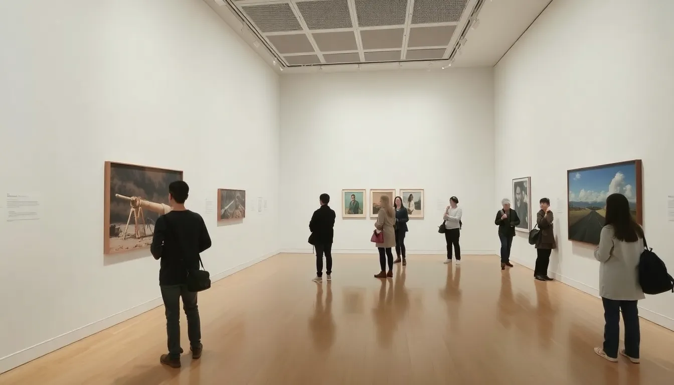 Artists and critics gather at the Museum of Modern Art for the opening of "The Weight of Oil," an exhibition featuring works that integrate oil and plastic to highlight the environmental impact of fossil fuels.