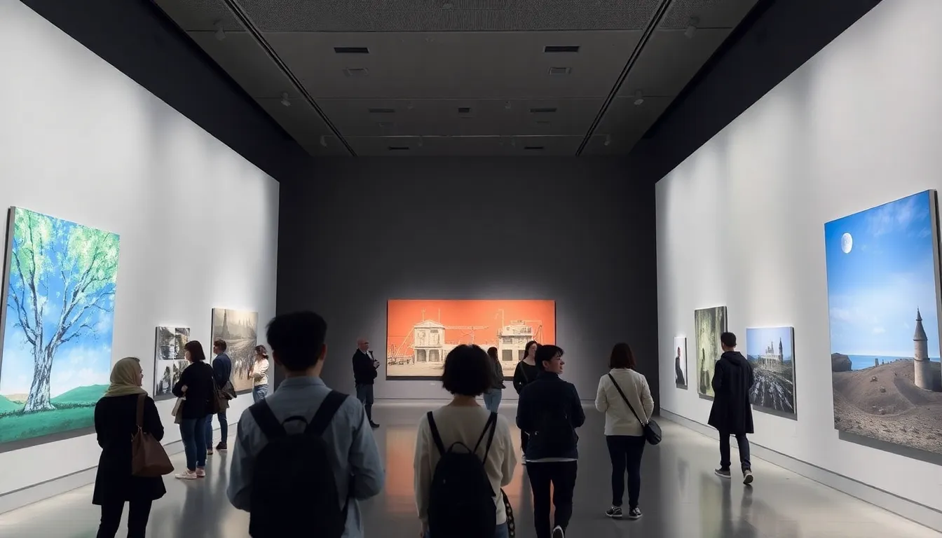 アートと科学を融合させた展示の準備が進む様子が見られる会場の風景