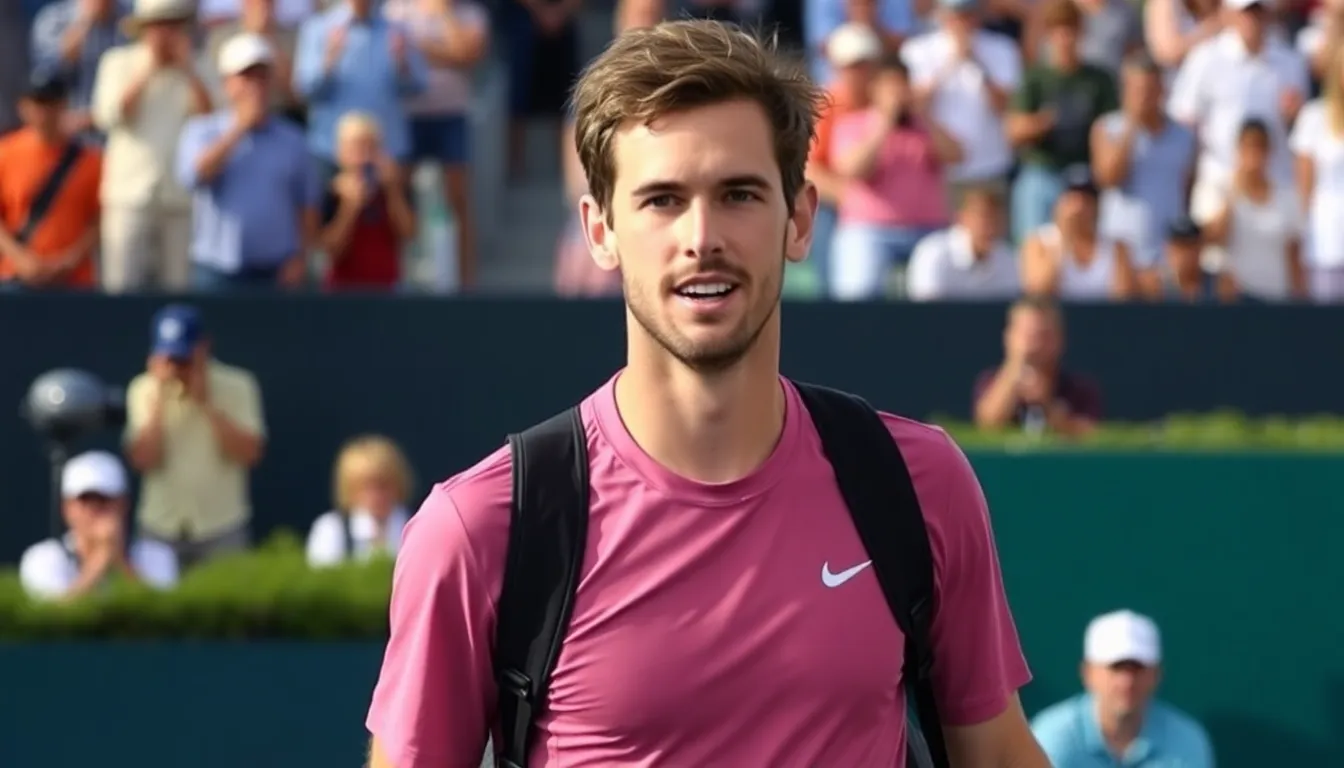 Jack Draper reacts in disappointment after losing to Tommy Paul during their secondround match at the Miami Open.