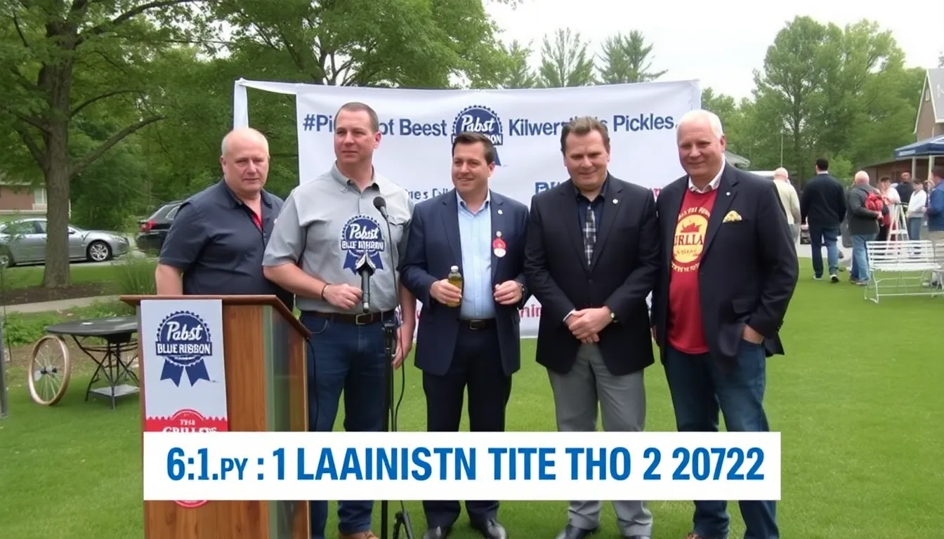 A lively promotional event featuring fans sampling the new pickleflavored beer, capturing the excitement and curiosity surrounding the product launch