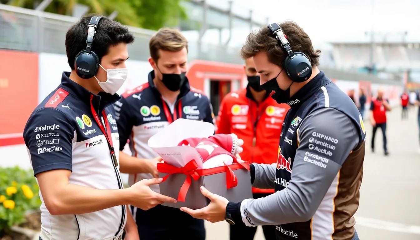 A custommade race suit designed for Alonso's newborn, symbolizing the connection between his racing career and new fatherhood