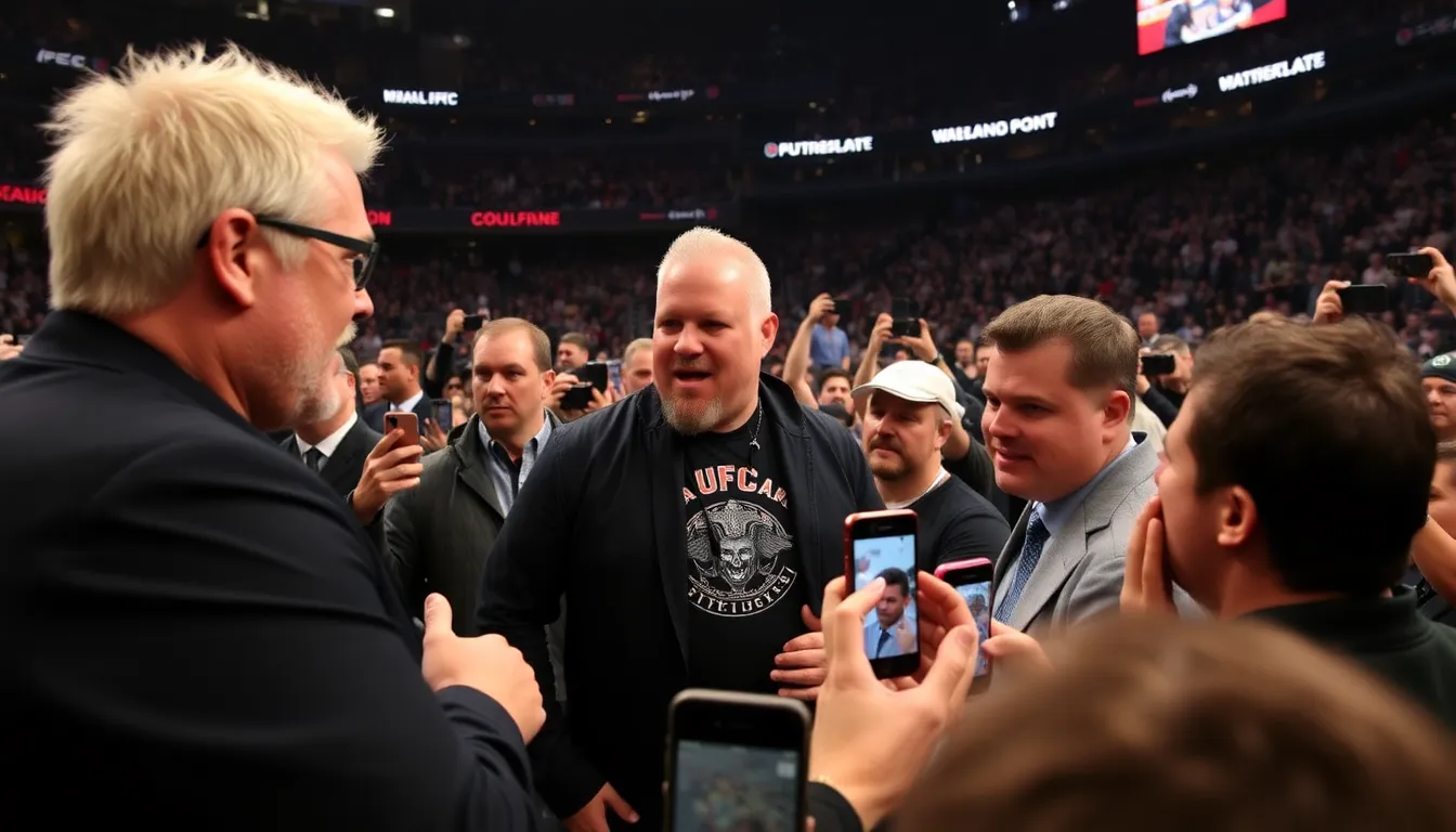 Guy Fieri stands with the Tate brothers at a UFC event in Las Vegas, drawing criticism from fans and the media for the controversial association.
