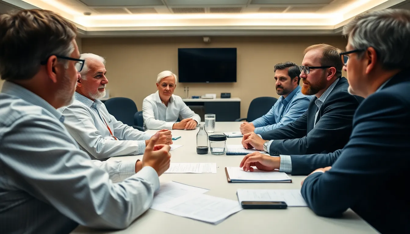 A group of British physicists gathers at a conference, discussing the implications of recent funding cuts on future research in particle physics.