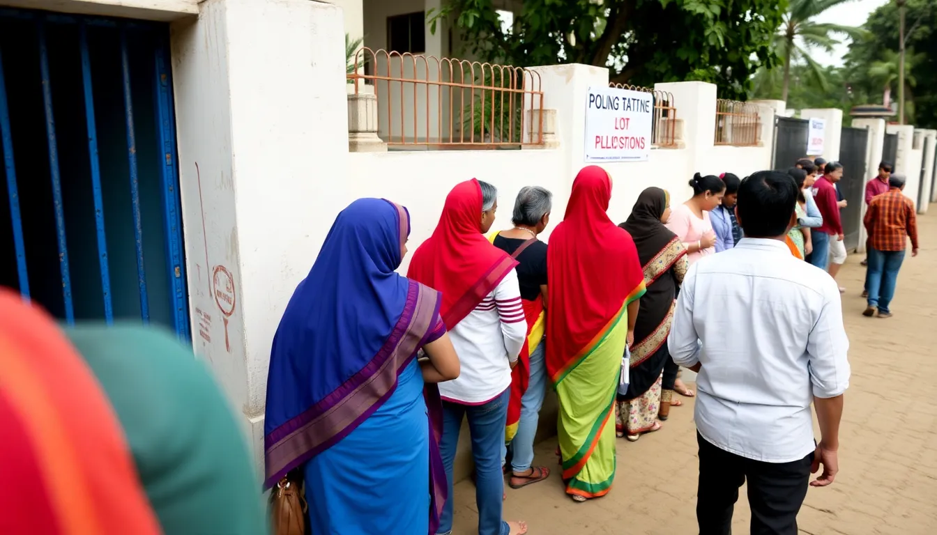 Political posters and banners lining the streets, representing the fierce competition between the BJP and regional parties ahead of the elections