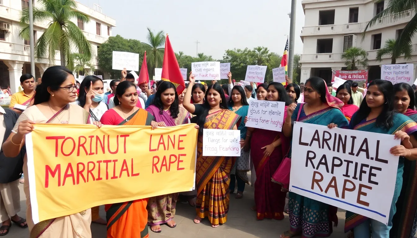 人権団体がインド政府に対して法改正を求める声明を発表するシーン