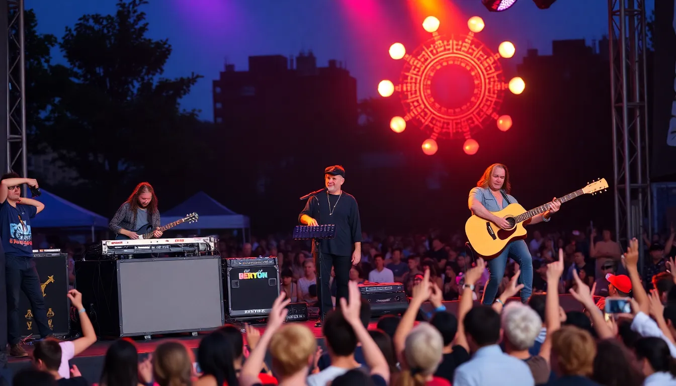 John Summit stands on stage with a microphone, surrounded by colorful lights and an enthusiastic crowd, announcing the lineup for the Experts Only Festival 2026.