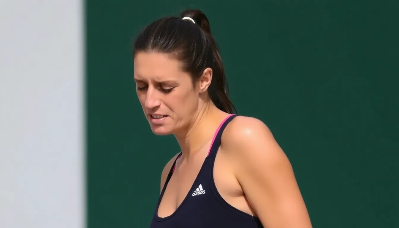 A closeup of Raducanu's wrist, highlighting the injury that has affected her performance this season