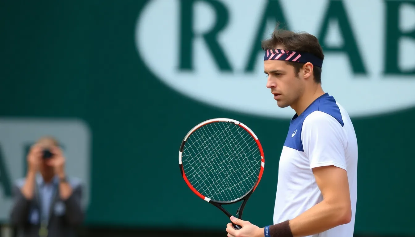 Daniil Medvedev stands on the court with a shattered racquet in hand, visibly frustrated after suffering a 60, 60 defeat at the ATP tournament in Vienna.