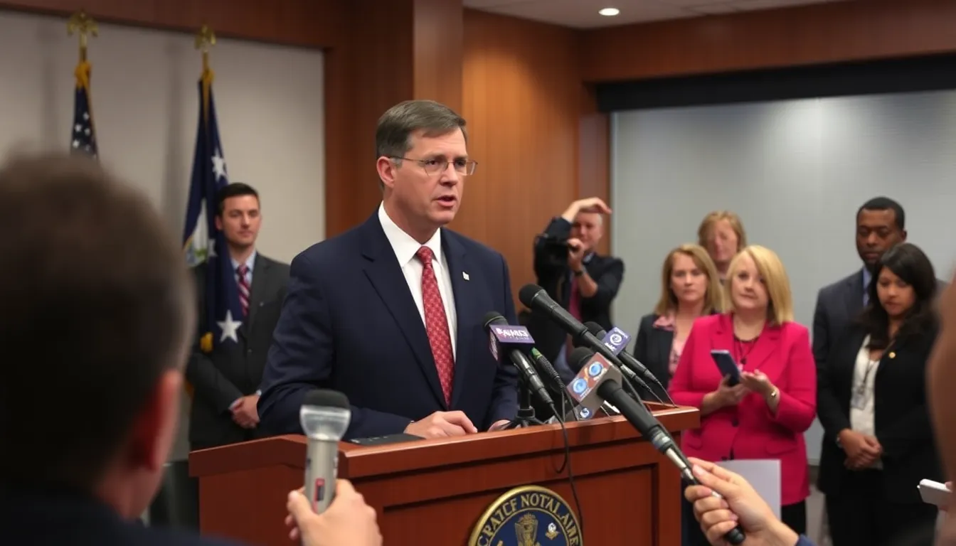 Health officials gather at a press conference to discuss the declining cases of meningitis and the importance of vaccination efforts in affected communities.
