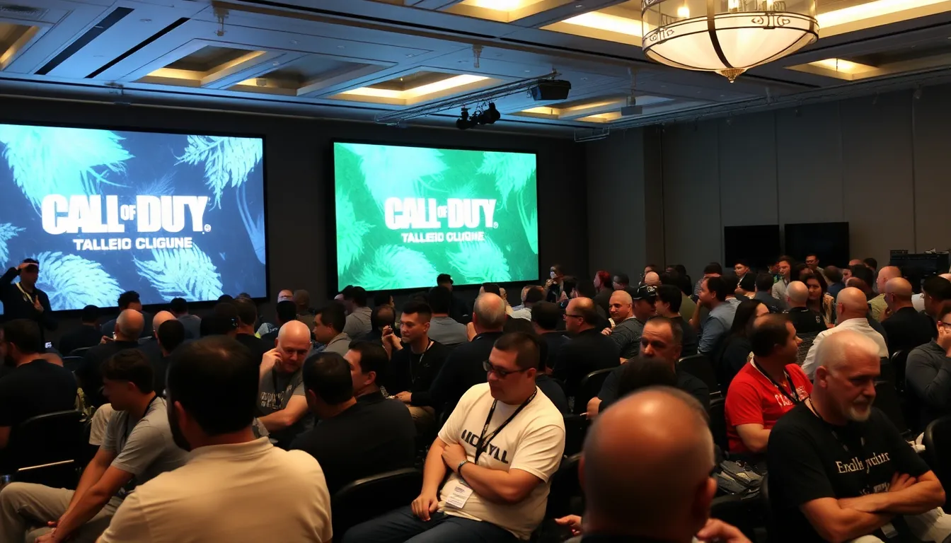 A group of gamers gathers around a television, eagerly discussing the recent news about the delay of Call of Duty releases on Xbox Game Pass while holding gaming controllers.