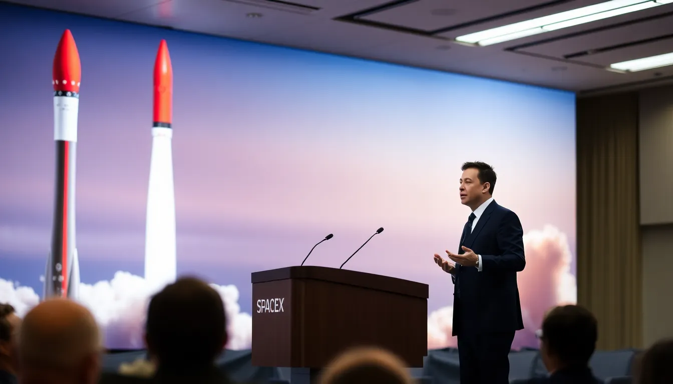A Falcon 9 rocket lifts off from the launch pad, showcasing SpaceX's advancements in reusable spacecraft technology