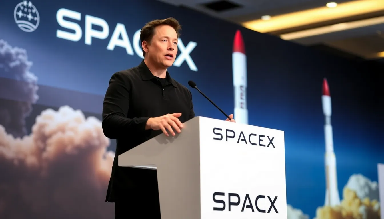 Elon Musk discusses SpaceX's innovative rocket technology during a press conference, highlighting the importance of the Starship program