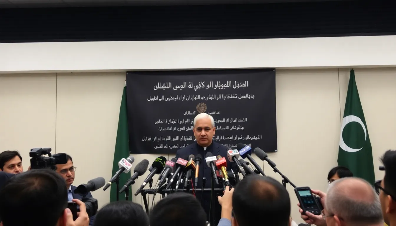 Pakistani Prime Minister Shehbaz Sharif speaks at a press conference, emphasizing the importance of diplomatic efforts to mediate the ongoing conflict in Iran.