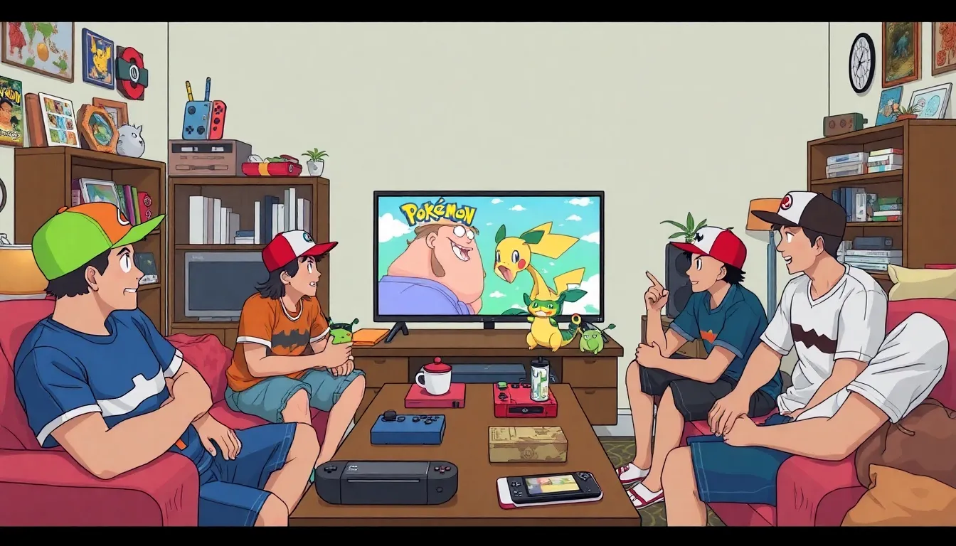 A group of gamers discusses their concerns about the Nintendo Switch 2's resolution issues at a gaming convention, surrounded by promotional banners for upcoming titles.