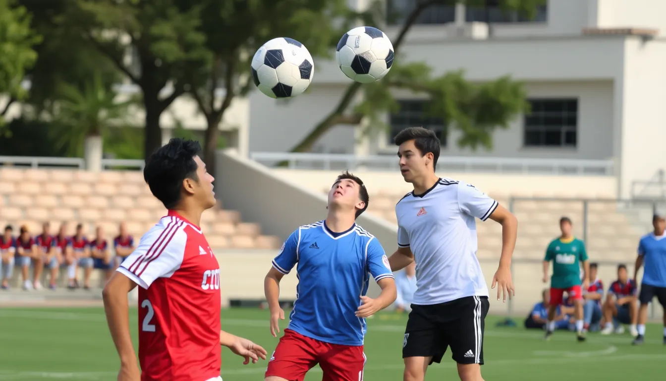 A closeup view of the innovative ball, showcasing its unique features intended to minimize head injury risks in contact sports