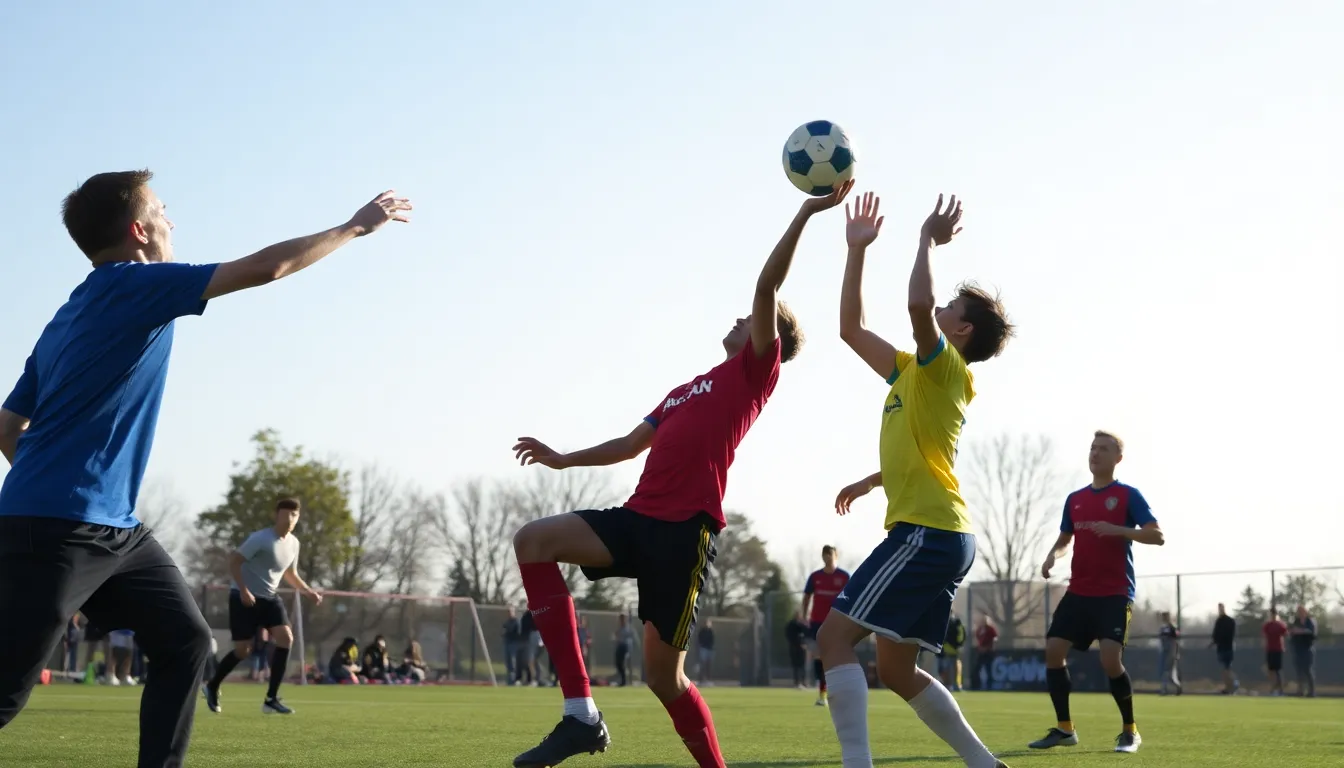 A group of players practicing with the redesigned ball, adjusting their techniques to accommodate the changes in its impact dynamics
