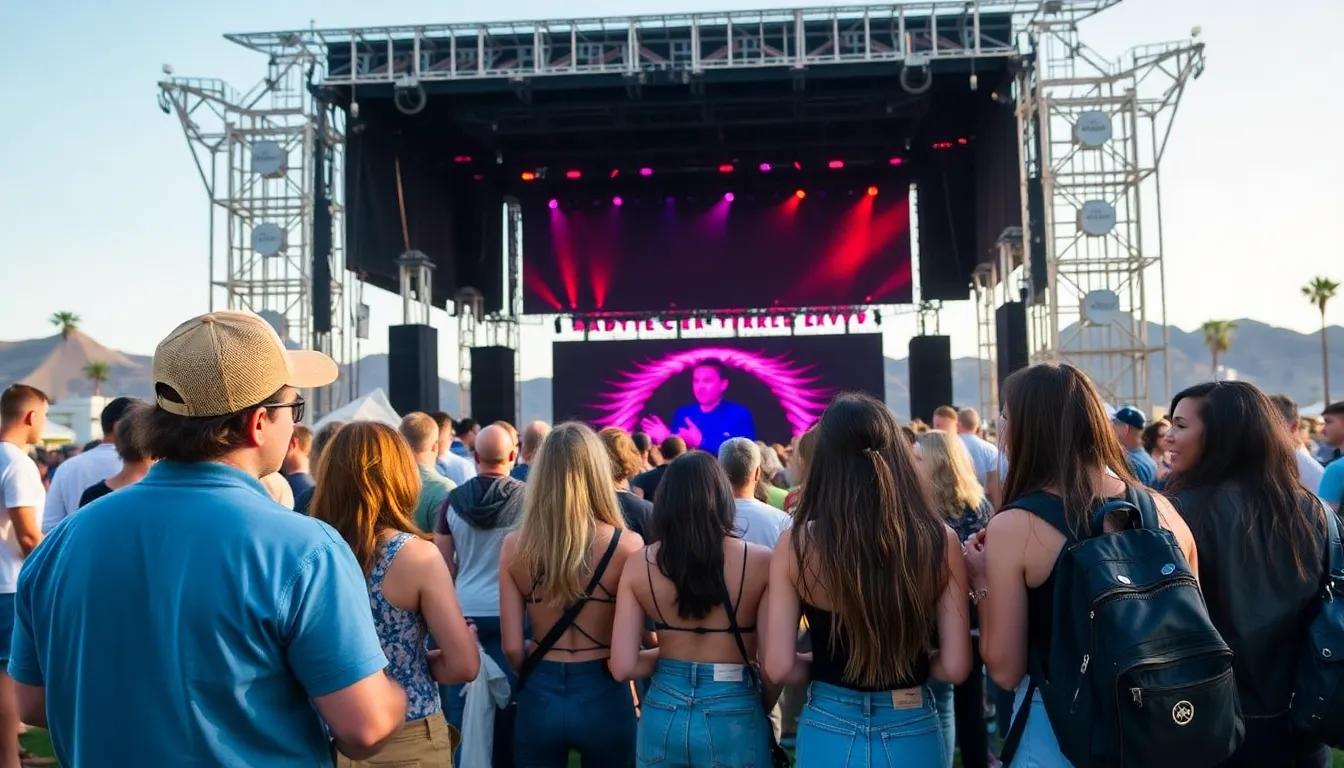 Fans gather at Coachella, eagerly anticipating Rezz's set, showcasing the excitement and energy of the festival atmosphere