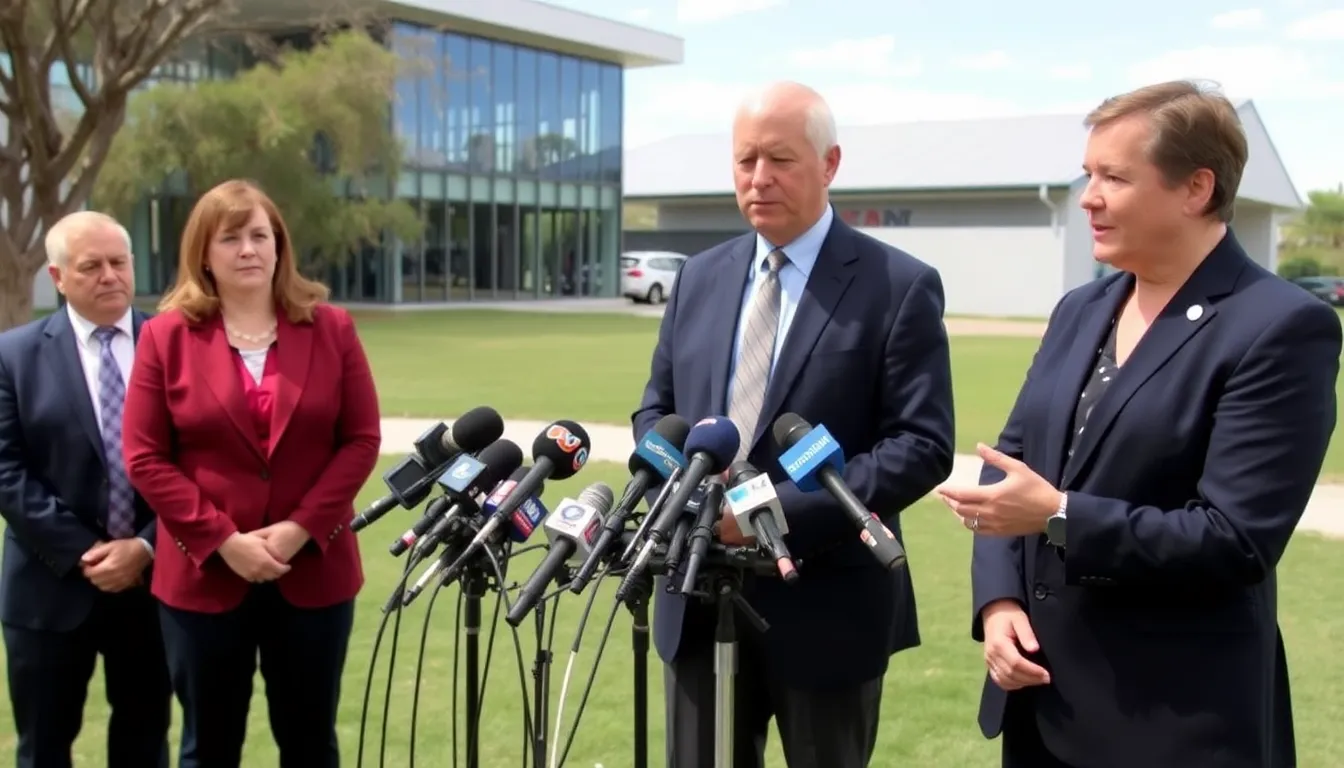 A group of concerned parents gathers outside a government building in Australia, holding signs advocating for stricter age verification measures on social media platforms to protect minors.