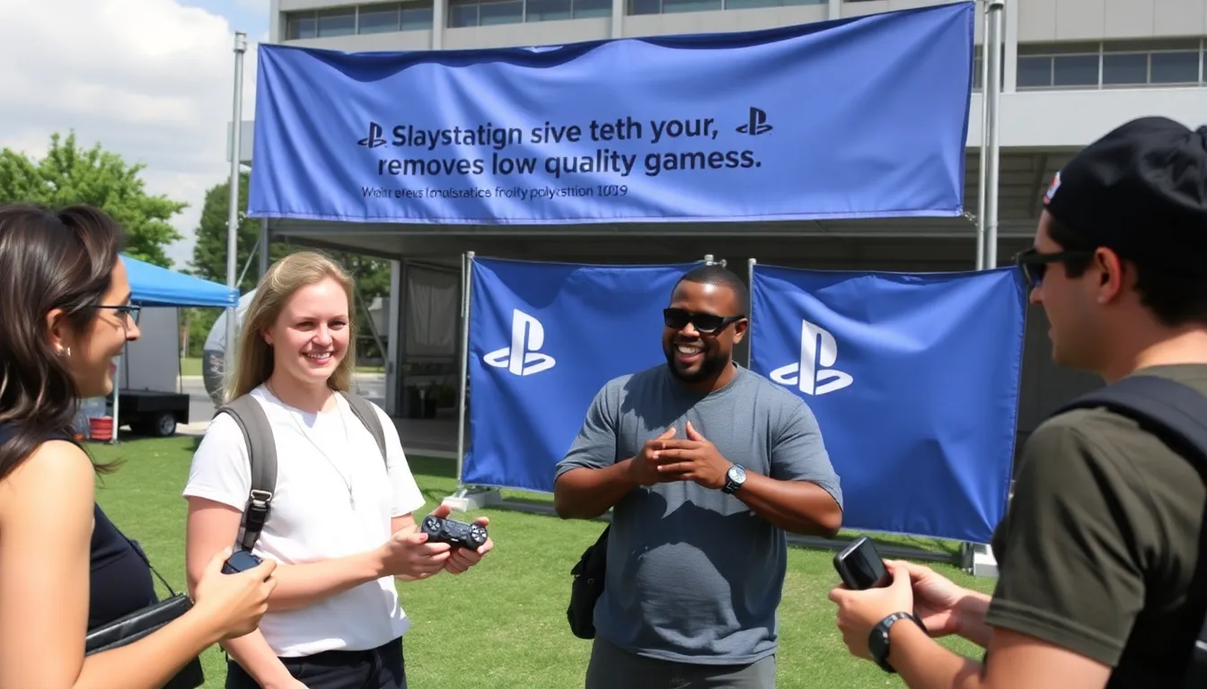 A group of gamers discusses their frustrations with lowquality games on the PlayStation Store during a community event.