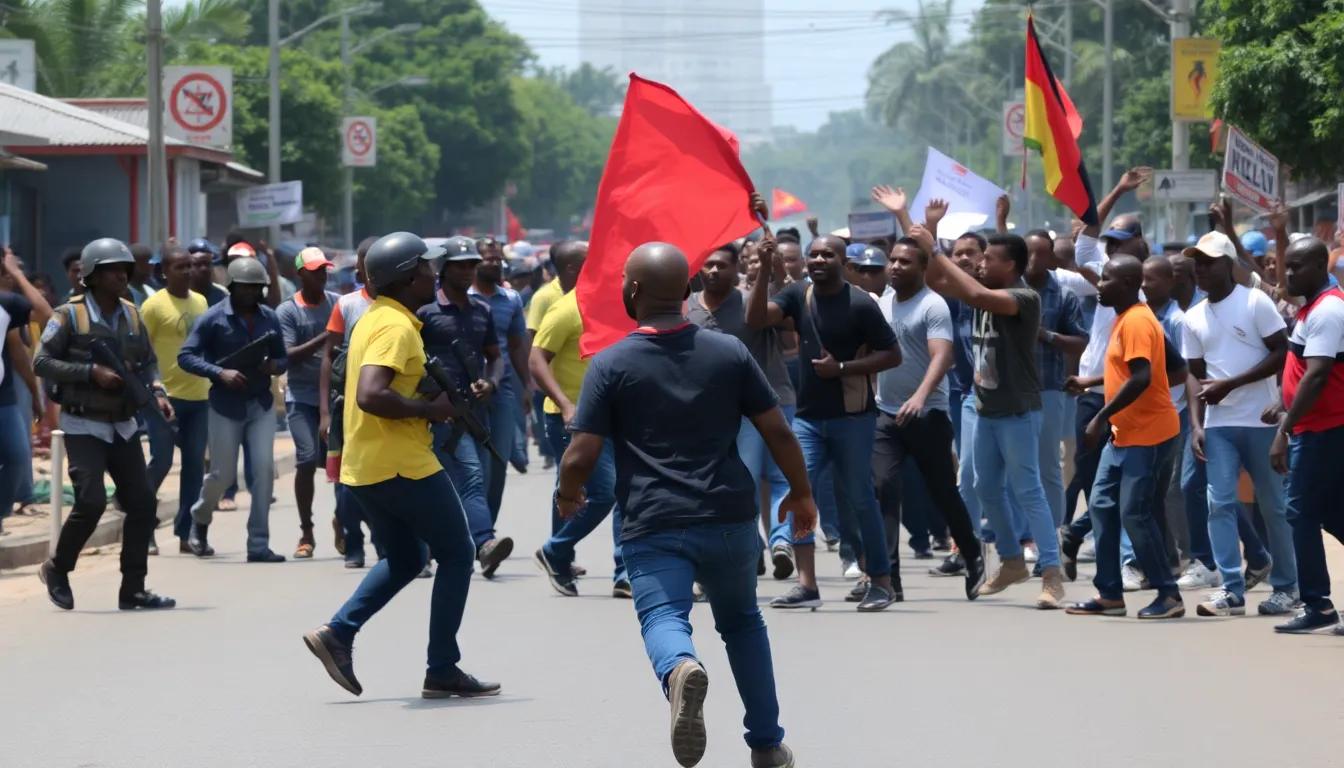 Young protesters gather in the streets, demanding political change and accountability from the ruling party amidst rising tensions