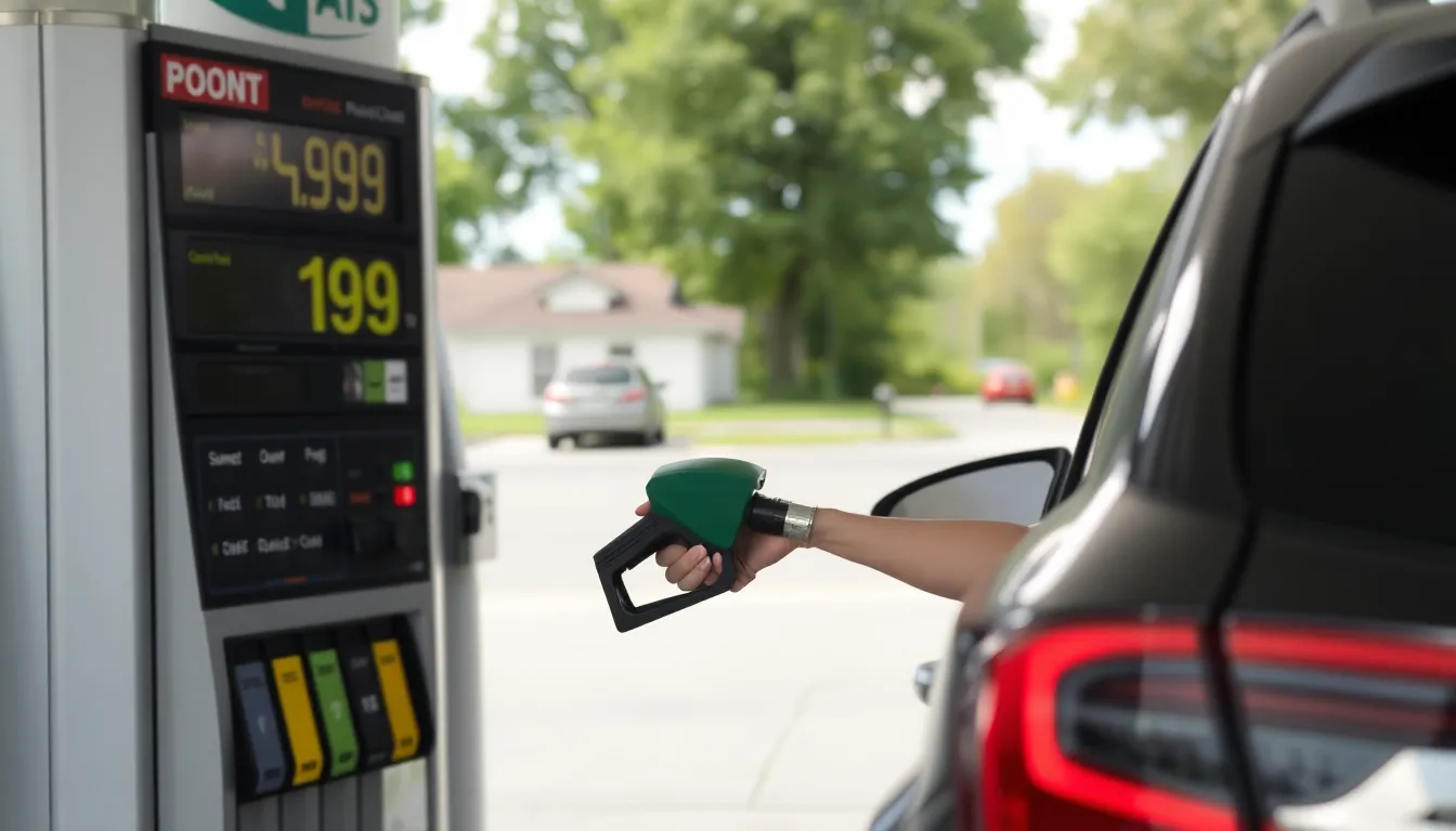 A gas station displays a sign showing prices at  per gallon, reflecting the rising fuel costs that are causing concern among drivers across the United States.