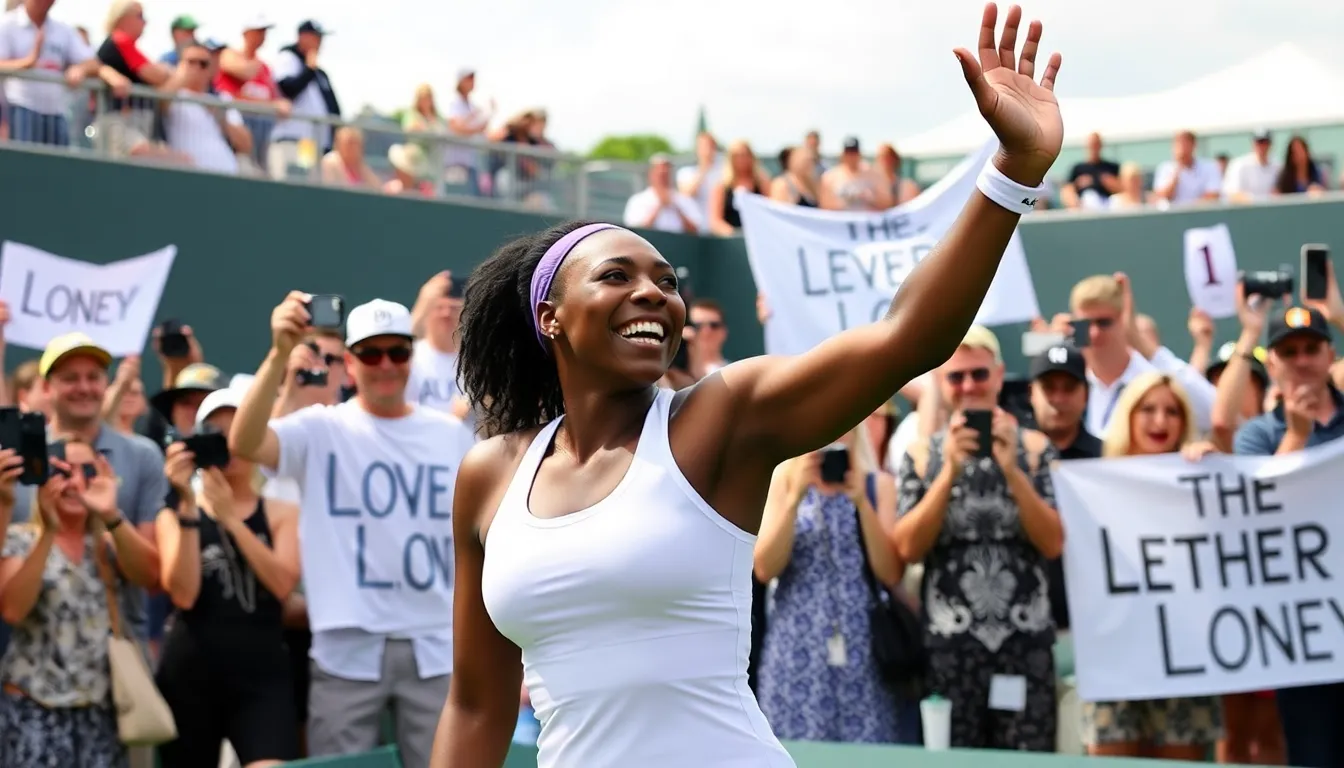 The crowd watches intently as Venus Williams prepares to serve, reflecting the mixed emotions of her loyal fans during her ongoing losing streak