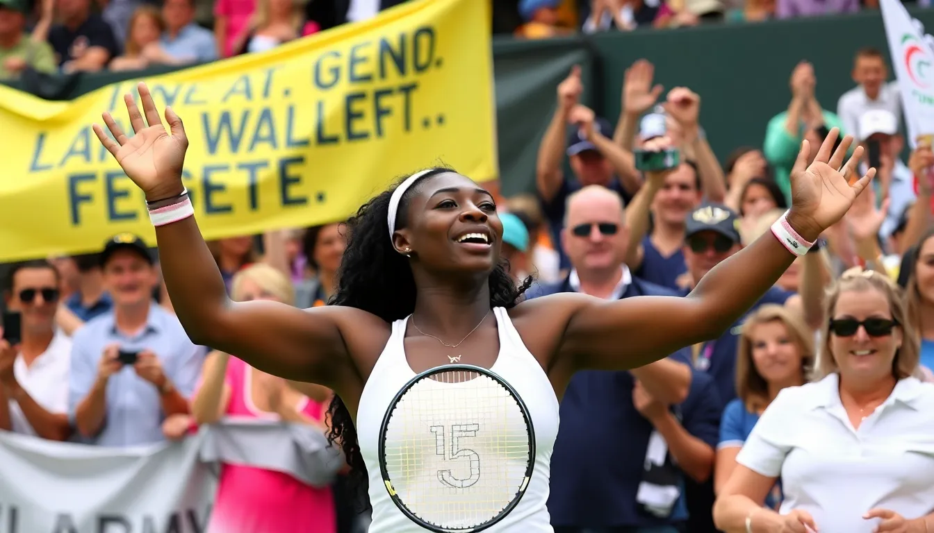 Closeup of Venus Williams expressing frustration during a match, highlighting the emotional toll of her ten consecutive singles losses