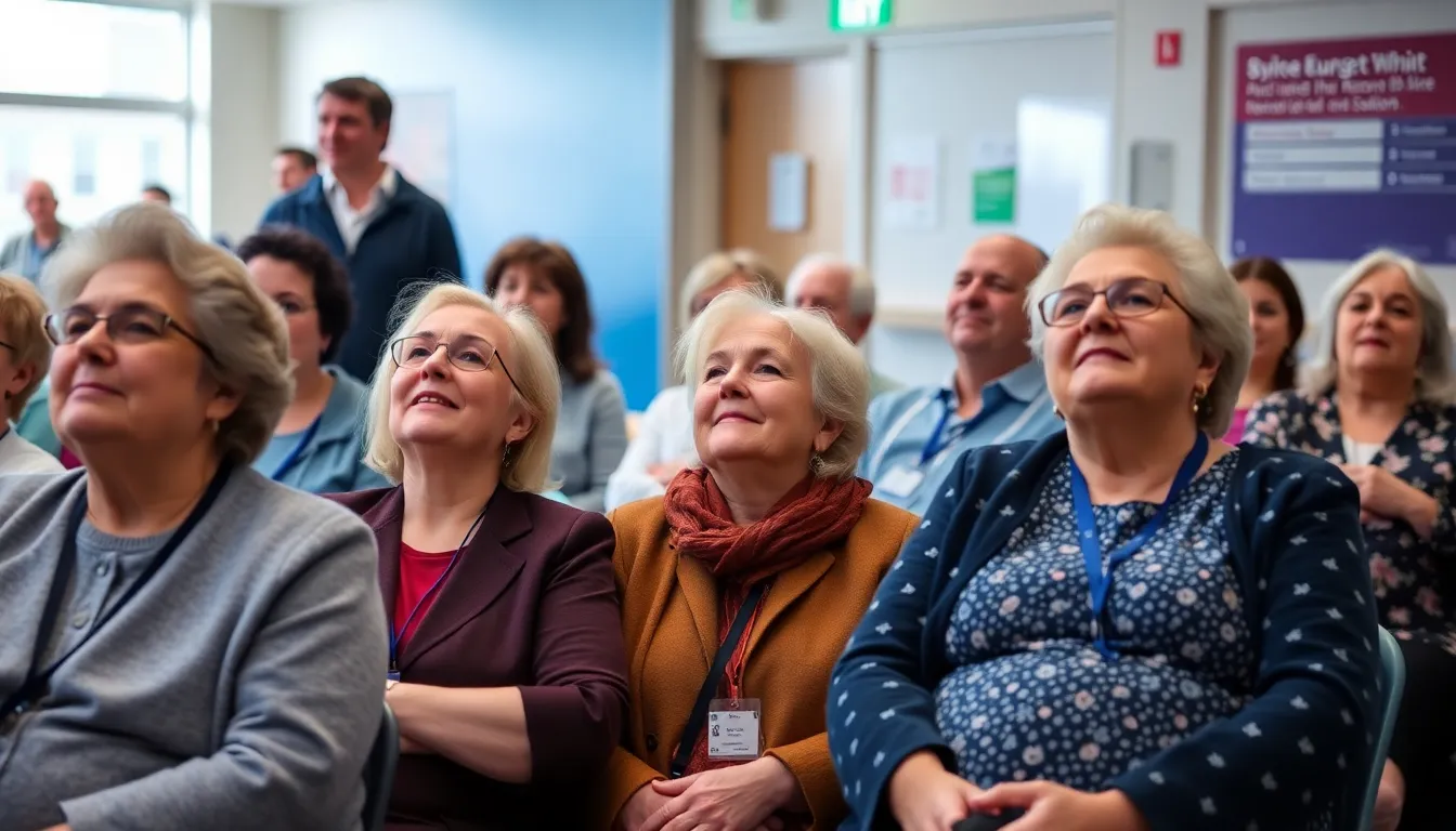 Patients in a hospital waiting area express relief and optimism as they receive timely medical attention following a significant reduction in waiting lists in Wales.
